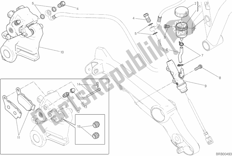 Todas as partes de Sistema De Freio Traseiro do Ducati Scrambler Icon Thailand USA 803 2016